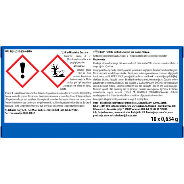 Raid Insetticida Piastrine Antizanzare 10 Pz