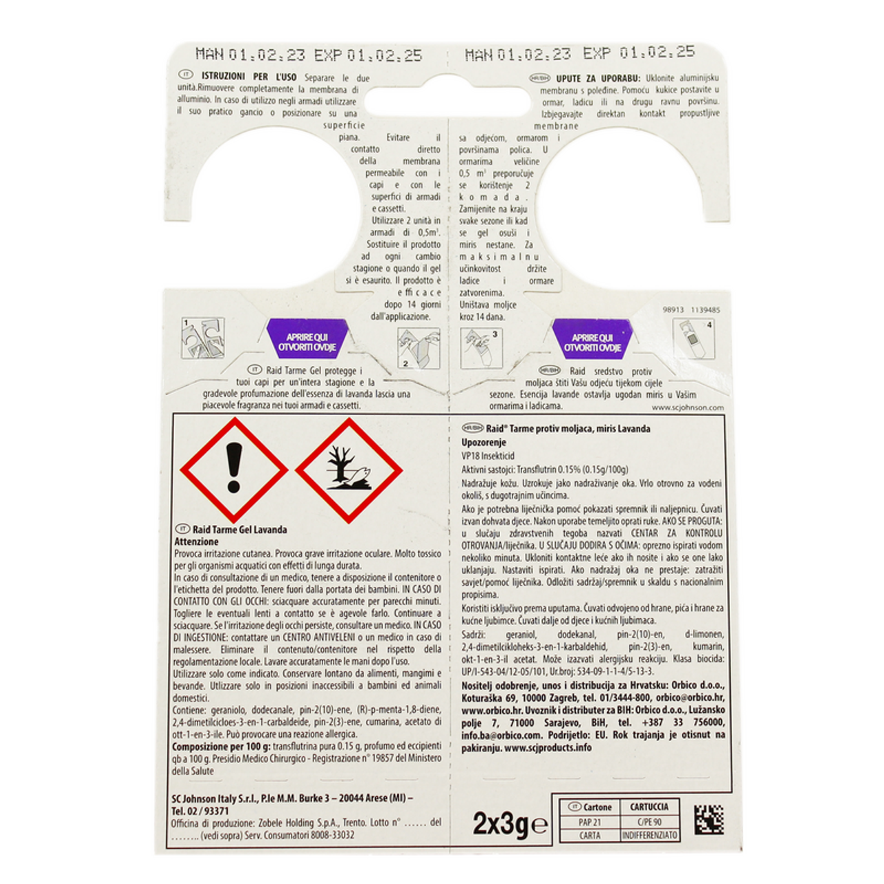 Raid Moths Gel Parfumé Lavande 2 Pièces