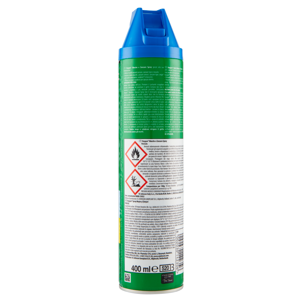 Baygon Blue Insecticide spray flies and mosquitoes 400 ml