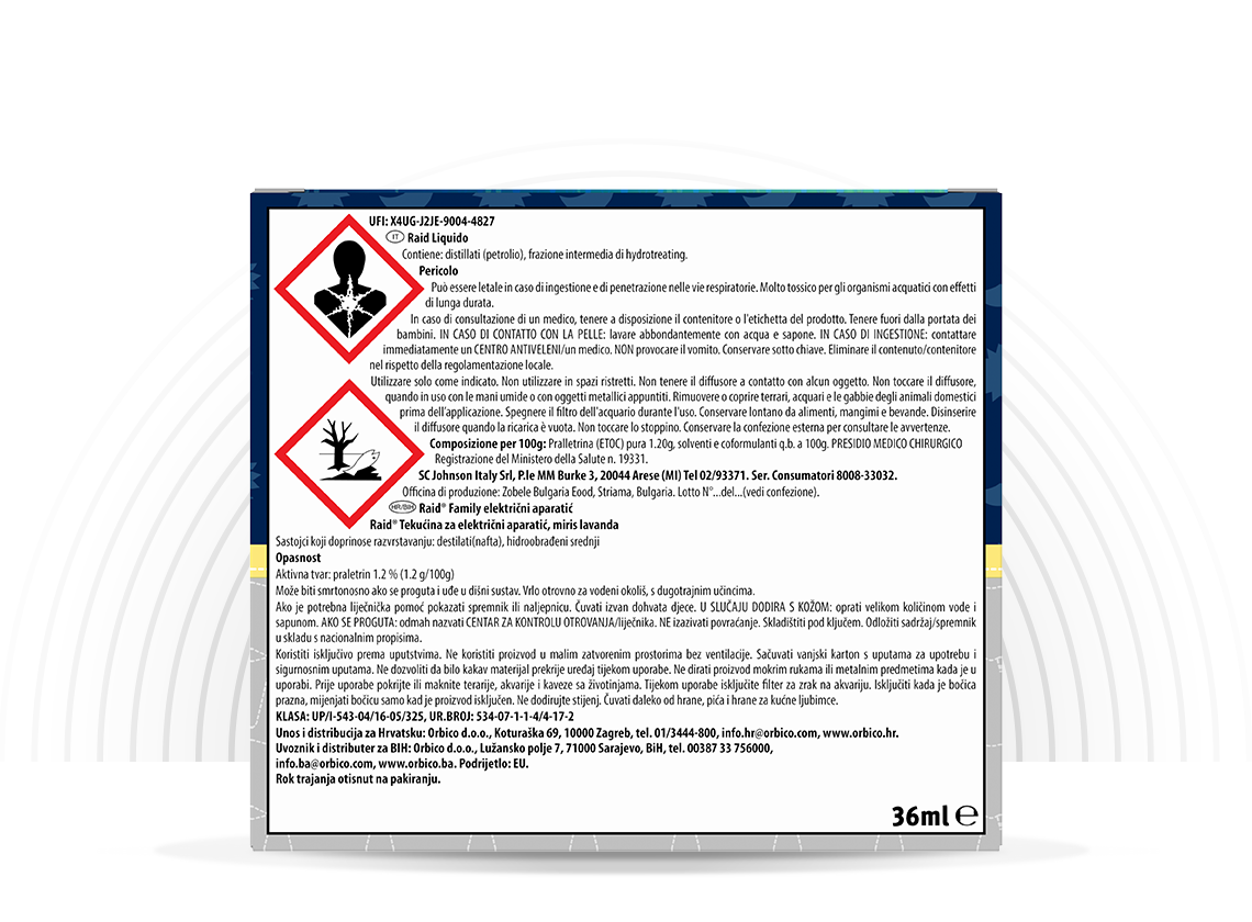 Raid Family Electrical Diffuter + Liquid Refill 60 Nights Lavanda