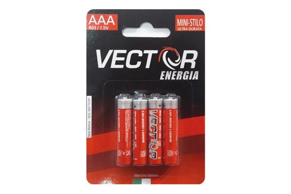 Vector Aaa Energia Batteries - Mini Stilo 1.5V, Ultra Duration - Pack of 4