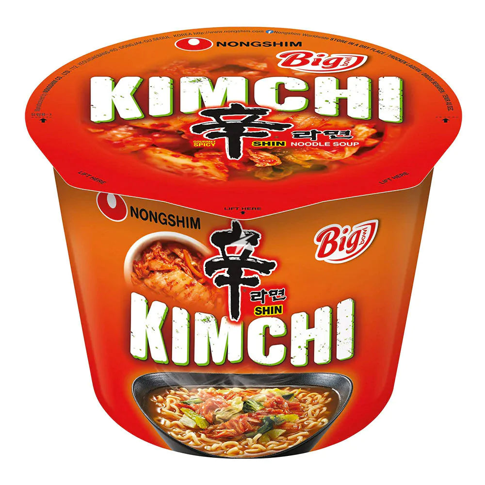 Nongshim Big Bowl Kimchi 112g - Noodles Istantanei al Gusto Kimchi