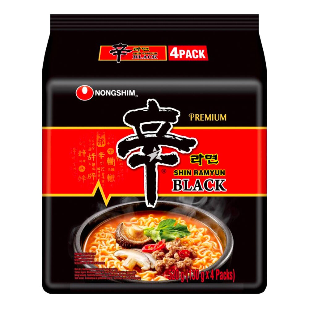Nongshim Shin Ramyun Black Premium – Multipack Ramen Coreano Piccante 4 x 130 g