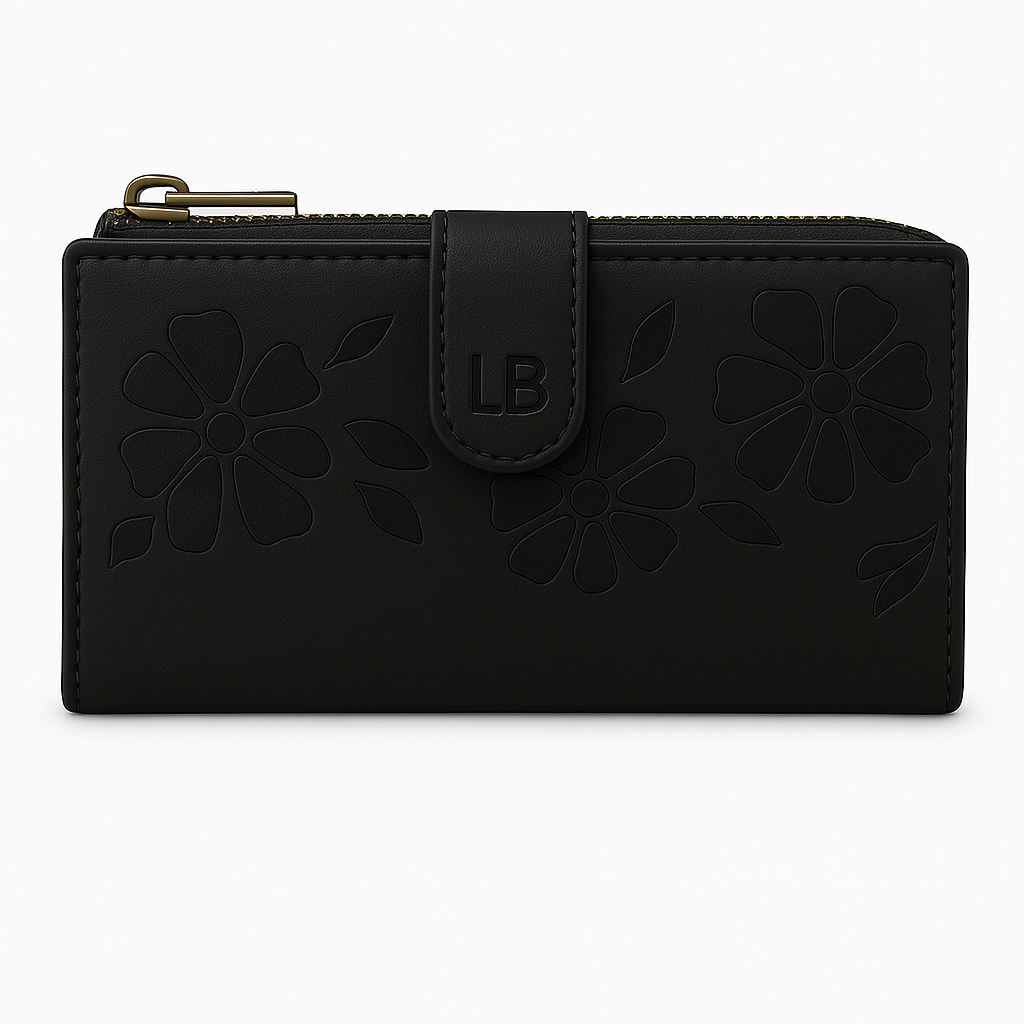 Laura Biagiotti Portafoglio Donna in Pelle con Fiori in Rilievo