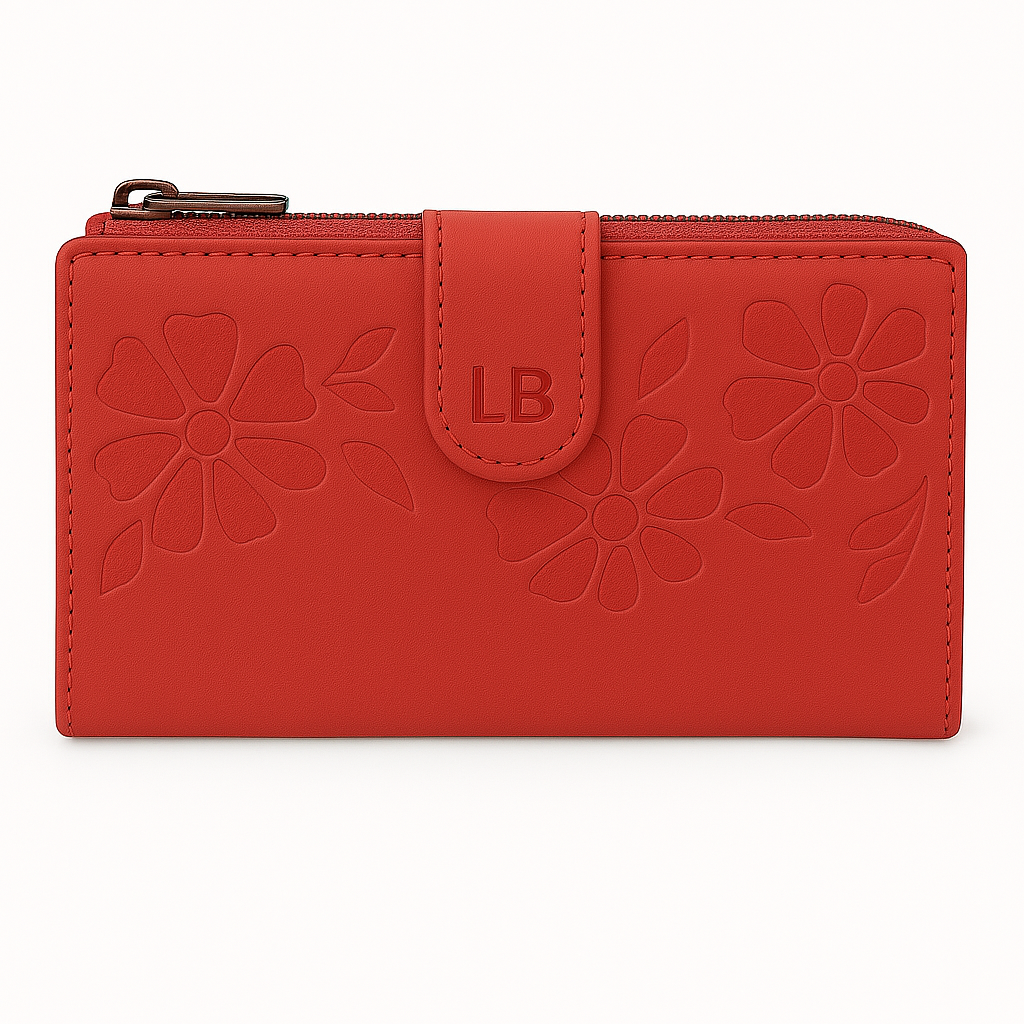 Laura Biagiotti Portafoglio Donna in Pelle con Fiori in Rilievo