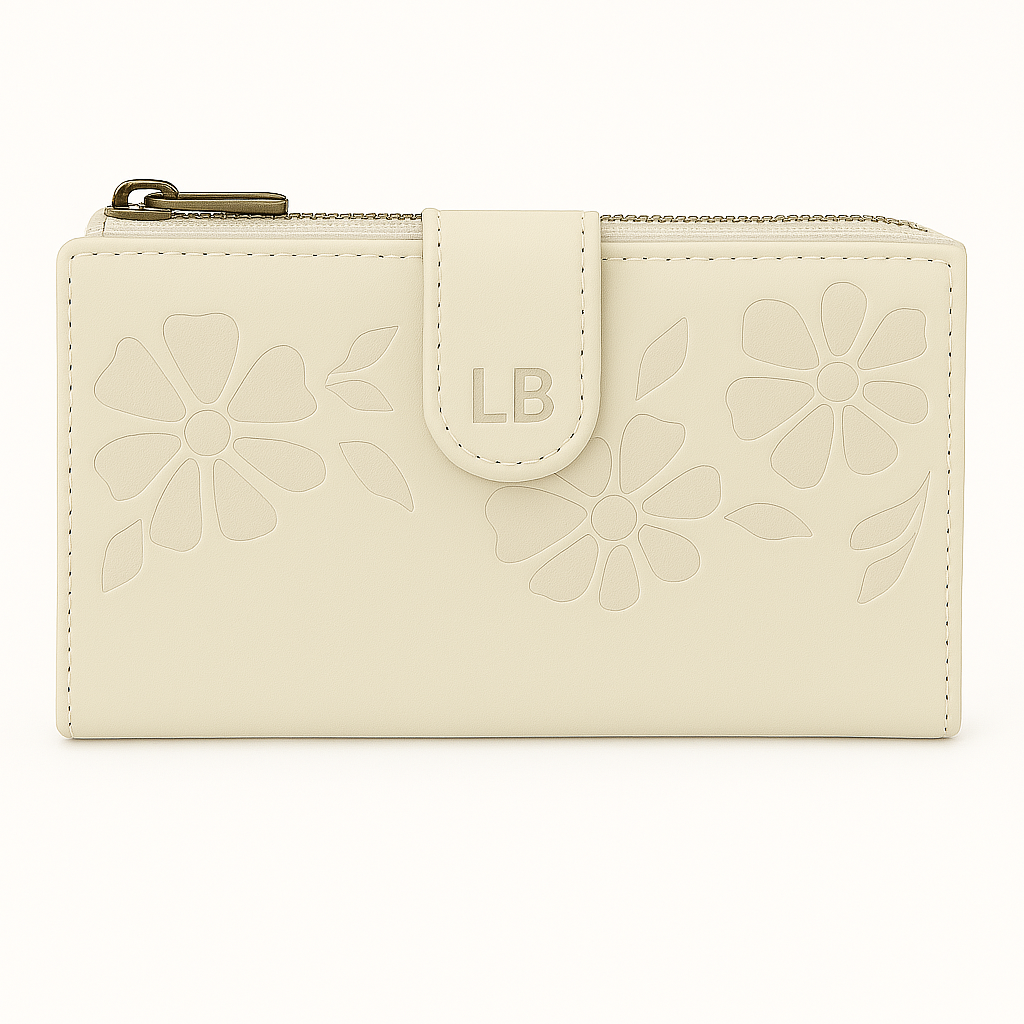 Laura Biagiotti Portafoglio Donna in Pelle con Fiori in Rilievo