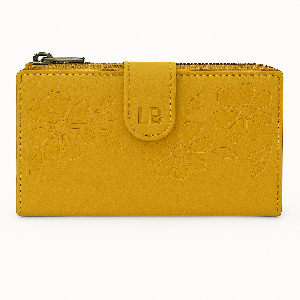 Laura Biagiotti Portafoglio Donna in Pelle con Fiori in Rilievo