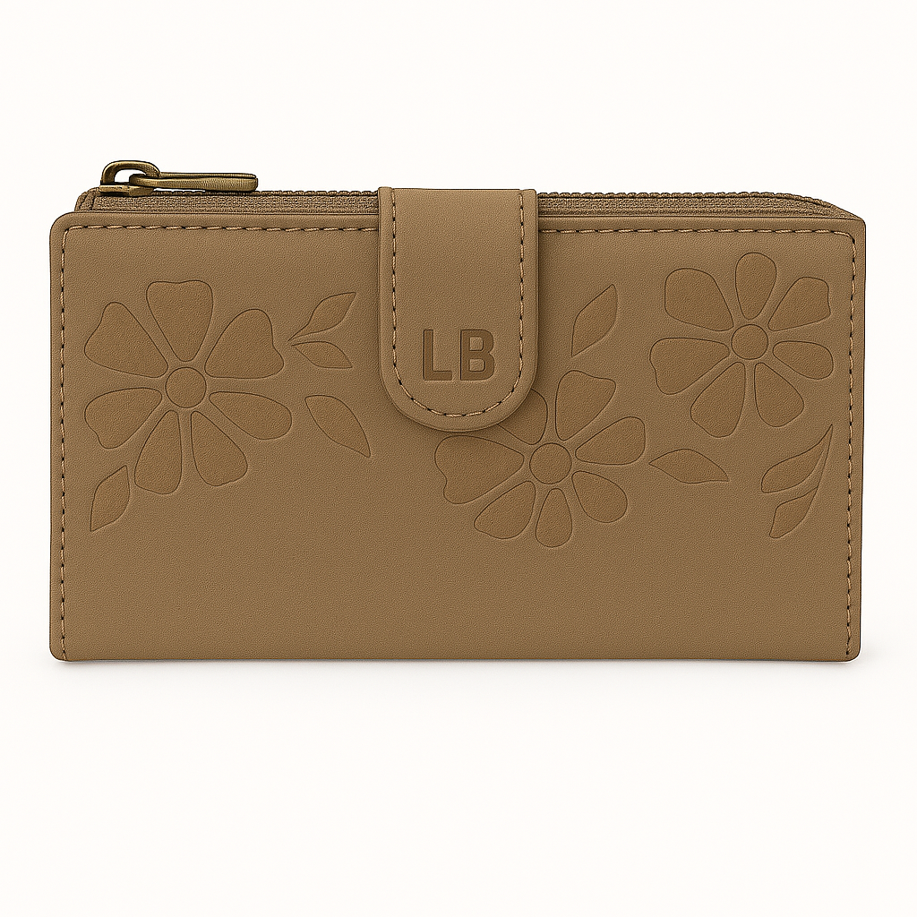 Laura Biagiotti Portafoglio Donna in Pelle con Fiori in Rilievo