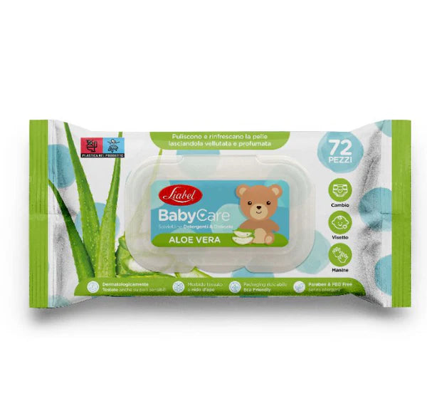 Wet wipes BabyCare Aloe Vera - 72 pieces, moisturizing and delicate