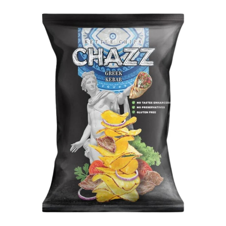 Chazz Potato Chips Greek Kebab, Patatine al Gusto Di Kebab Da 90g