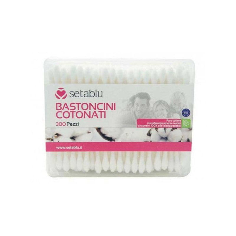 Setablu Bastoncini Cotonati - 300 Pezzi - 100% Cotone Biodegradabile