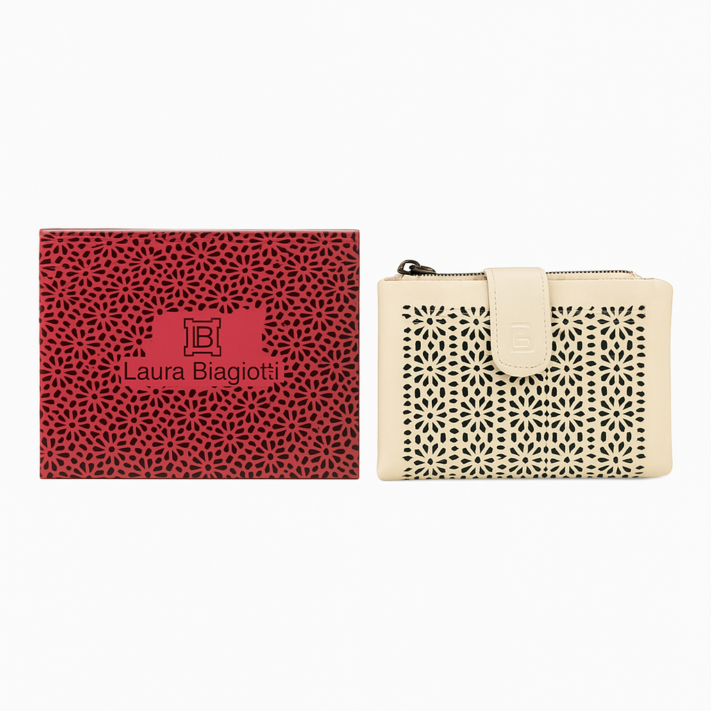 Portafoglio Donna in Pelle Traforata – 14x10x3 cm