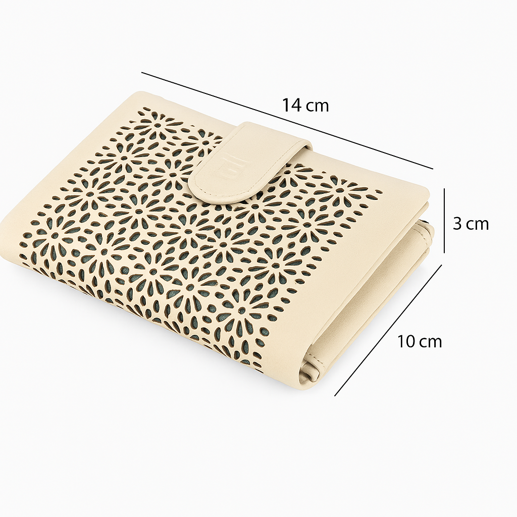 Portafoglio Donna in Pelle Traforata – 14x10x3 cm