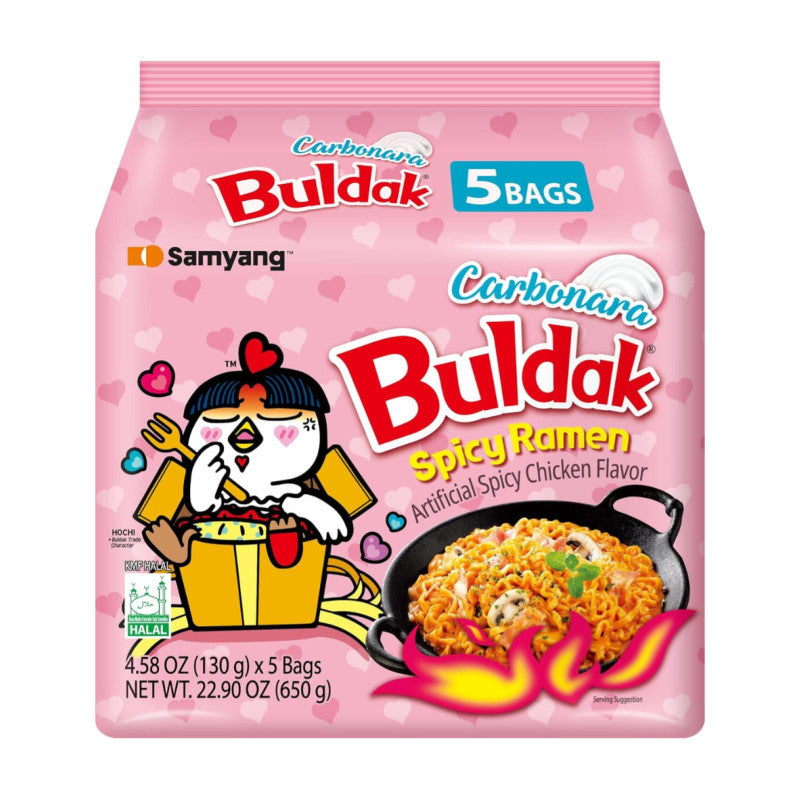 Buldak - Samyang - Pollo Piccante e Carbonara - 5 x 130 g