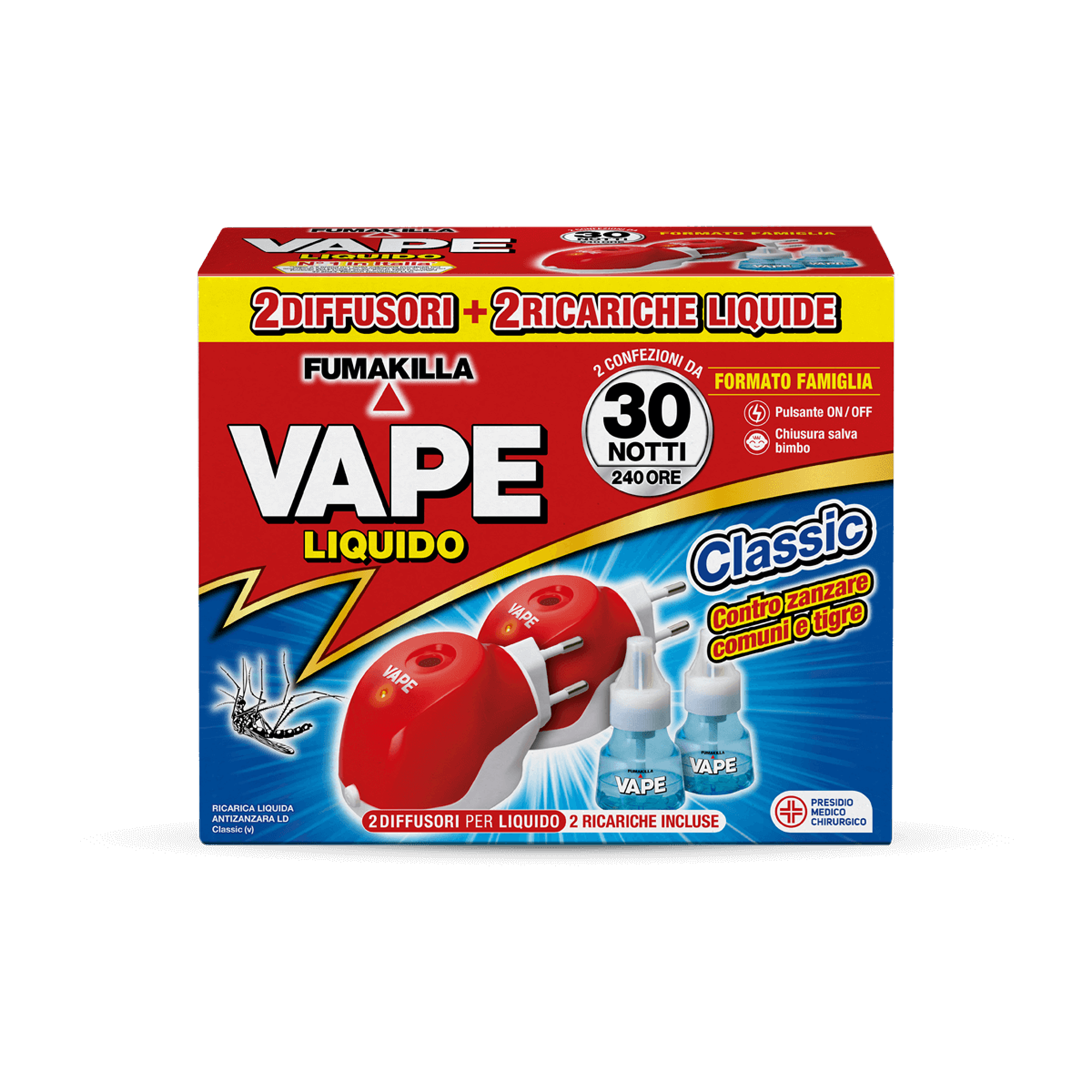 Vape 2 Diffusori Liquidi + Ricarica Liquida Classic 30+30 Notti