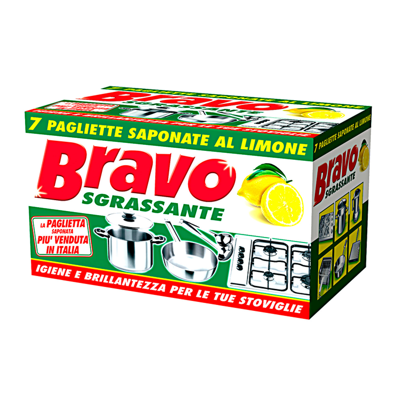 Bravo Sgrassante 7 Pagliette Saponate al Limone Per Stoviglie