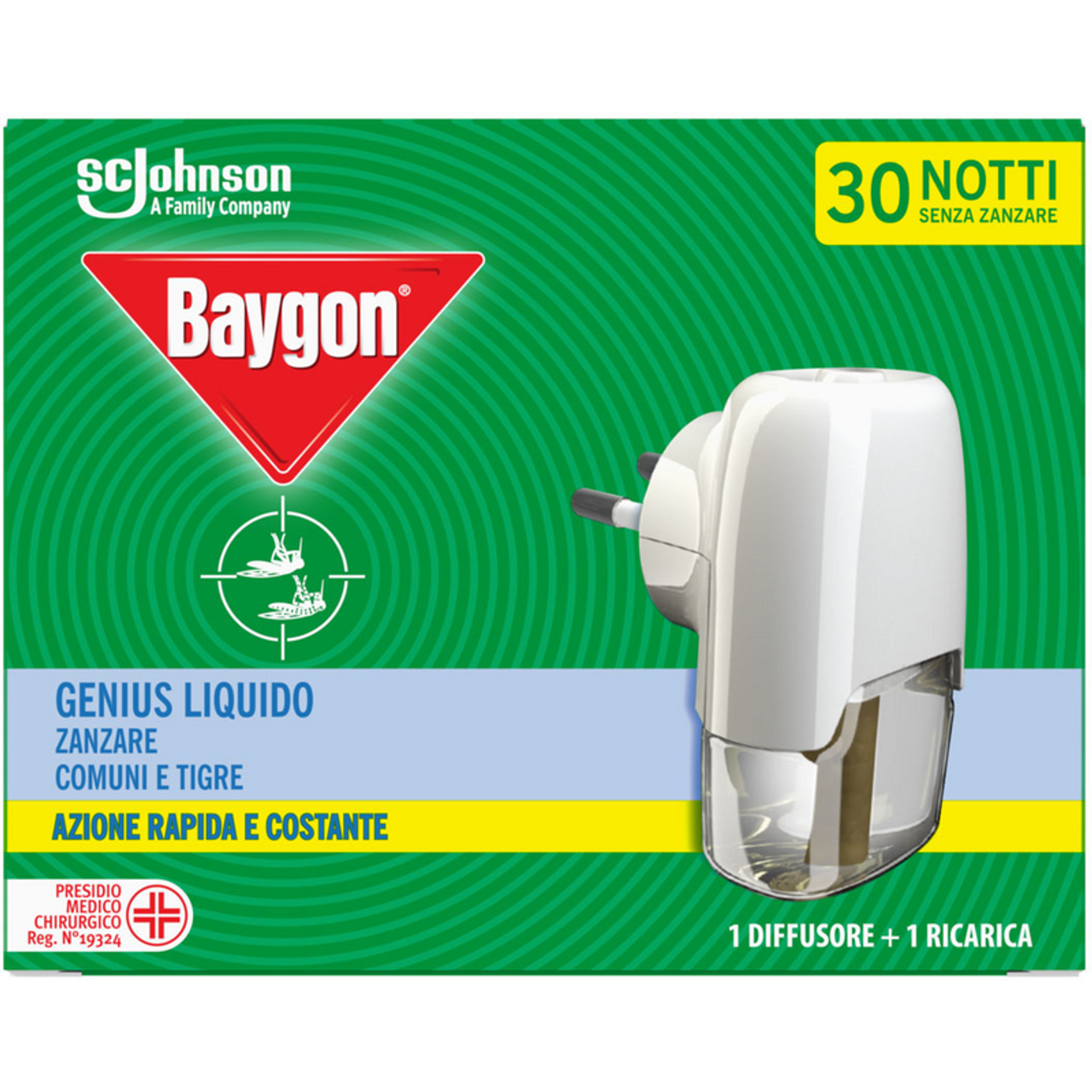 Baygon Genius Liquido - Diffusore + Ricarica 21ml - Protezione 30 Notti