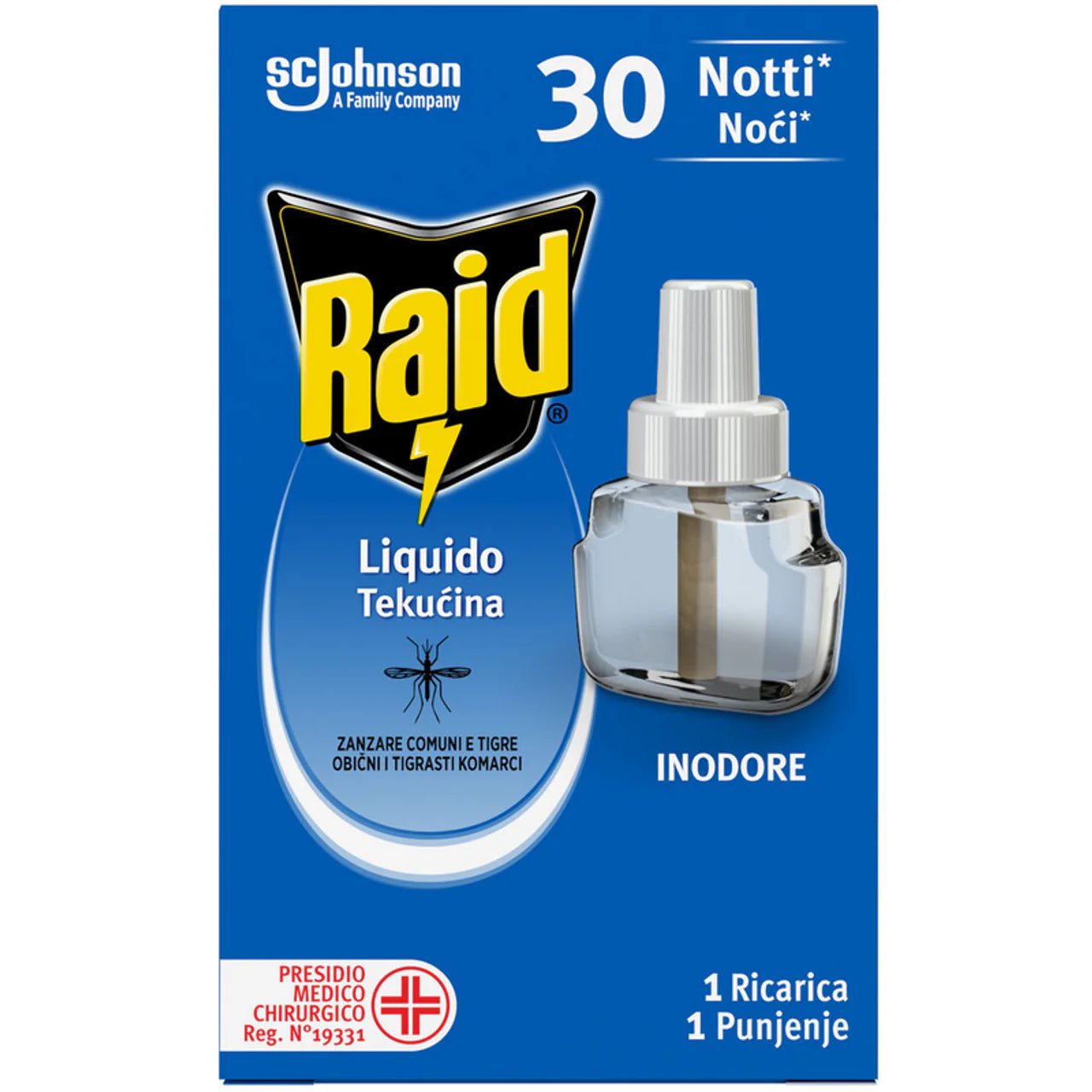 Raid Insetticida Ricarica Liquida Adatto a Tutti I Diffusori 30 Notti