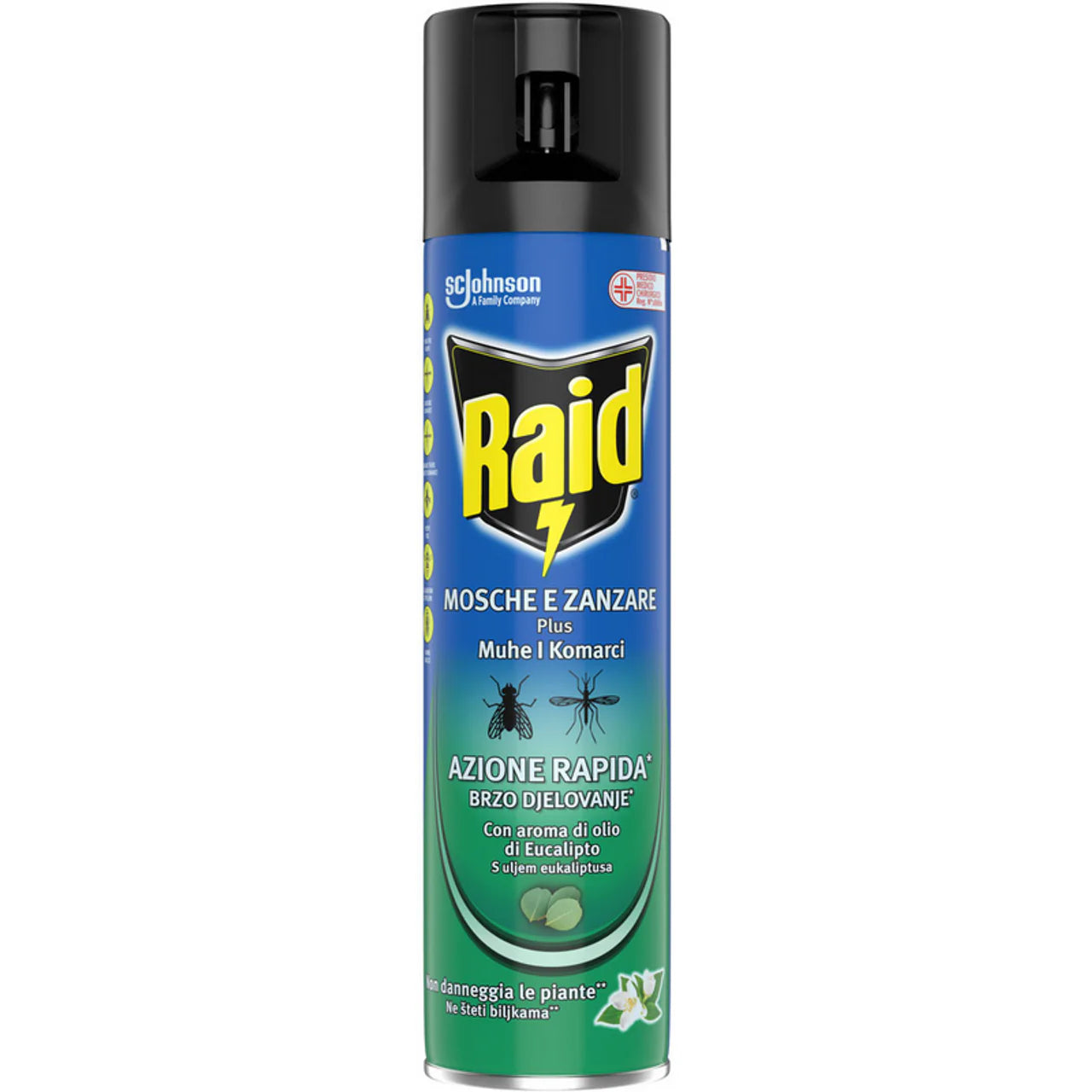 Raid Insetticida Spray Mosche E Zanzare Plus Azione Rapida Con Aroma di Olio di Eucalipto 400 ml