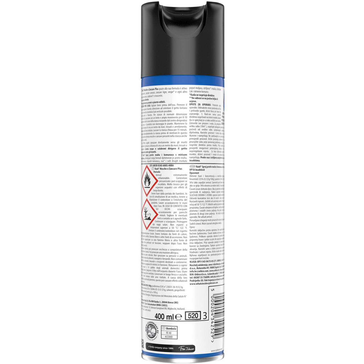 Raid Insetticida Spray Mosche E Zanzare Plus Azione Rapida Con Aroma di Olio di Eucalipto 400 ml