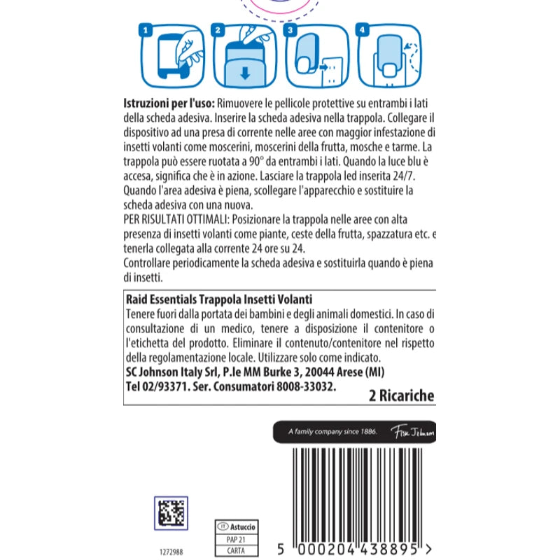 Raid Essentials Ricariche Trappola Insetti Volanti – 2 Pezzi Senza Insetticida