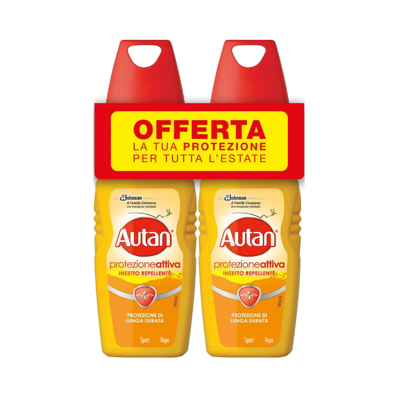 Autan Protezione Attiva Vapo Bipacco Spray Insetto Repellente E Antizanzare 2 x 100 ml