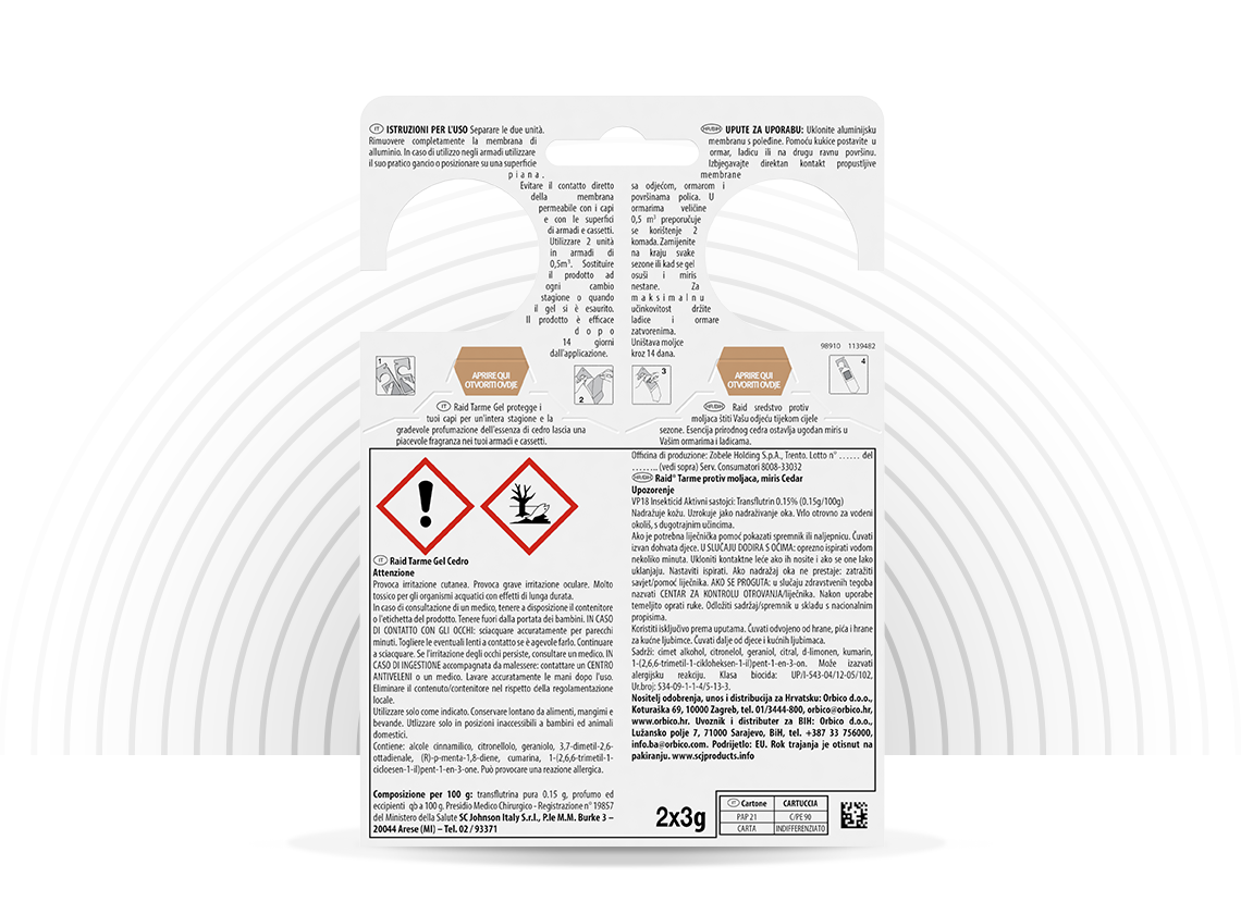 Raid Tarme Gel Profumato Cedro 2 Pezzi