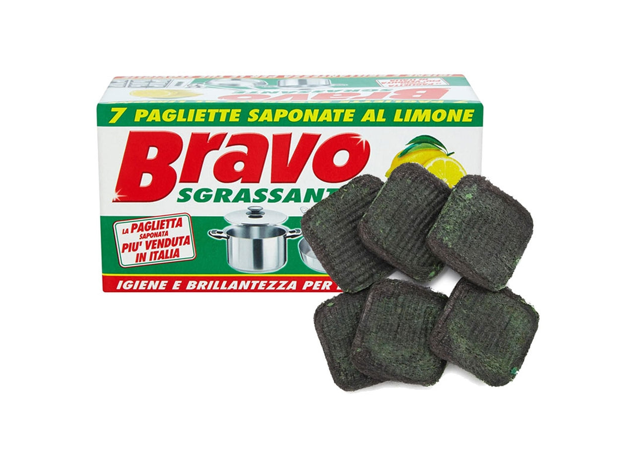 Bravo Sgrassante 7 Pagliette Saponate al Limone Per Stoviglie