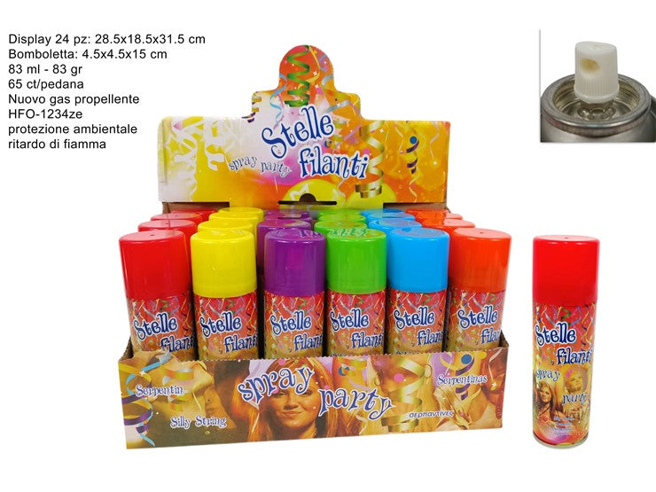 Stelle Filanti Spray 83 ml - Effetto Party Colorato per Feste e Eventi