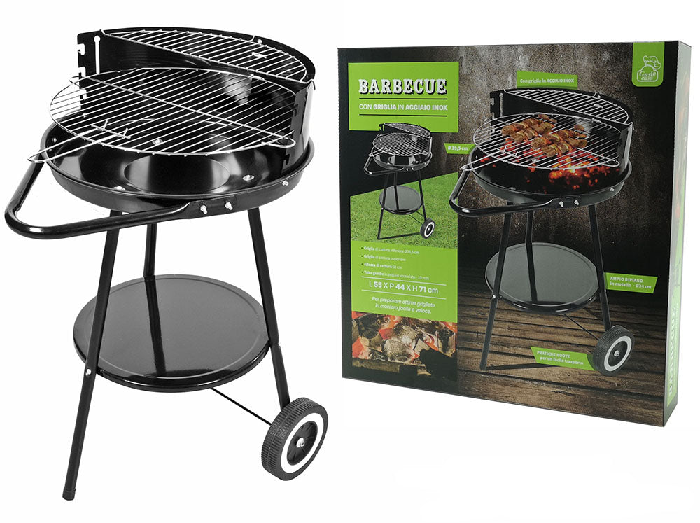 Barbecue Tondo Nero con Ripiano – Grigliate Perfette all’Aperto