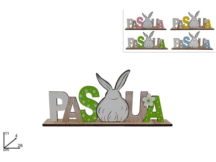 Decorazione in Legno con Scritta Pasqua – 4 Colori Disponibili