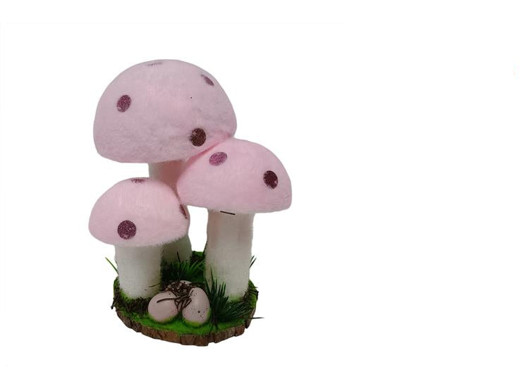 Set Funghi Decorativi Floccati - 21 cm - 4 Colori Assortiti