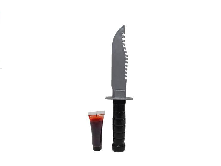 Coltello con Sangue Finto - Accessorio Horror per Halloween e Carnevale