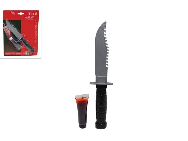 Coltello con Sangue Finto - Accessorio Horror per Halloween e Carnevale