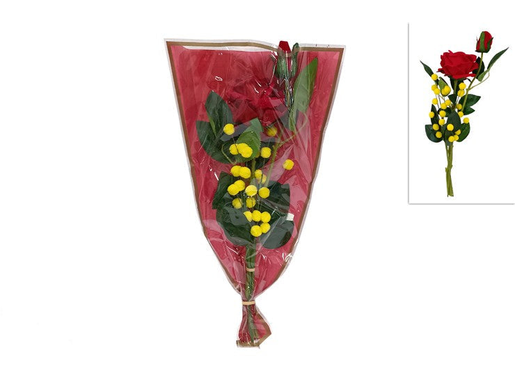 Rosa e Mimosa Finto in Confezione Regalo - Idea Perfetta per Ogni Occasione