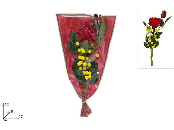 Rosa e Mimosa Finto in Confezione Regalo - Idea Perfetta per Ogni Occasione