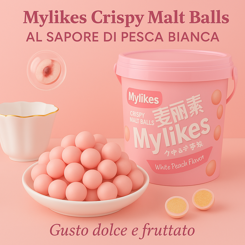 Mylikes Crispy Malt Balls - Topage de pêche blanc | 168g