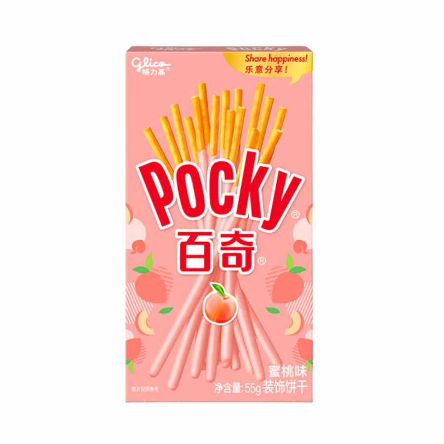 Pocky Pesca – Biscotti Giapponesi Ricoperti al Gusto di Pesca (55g)