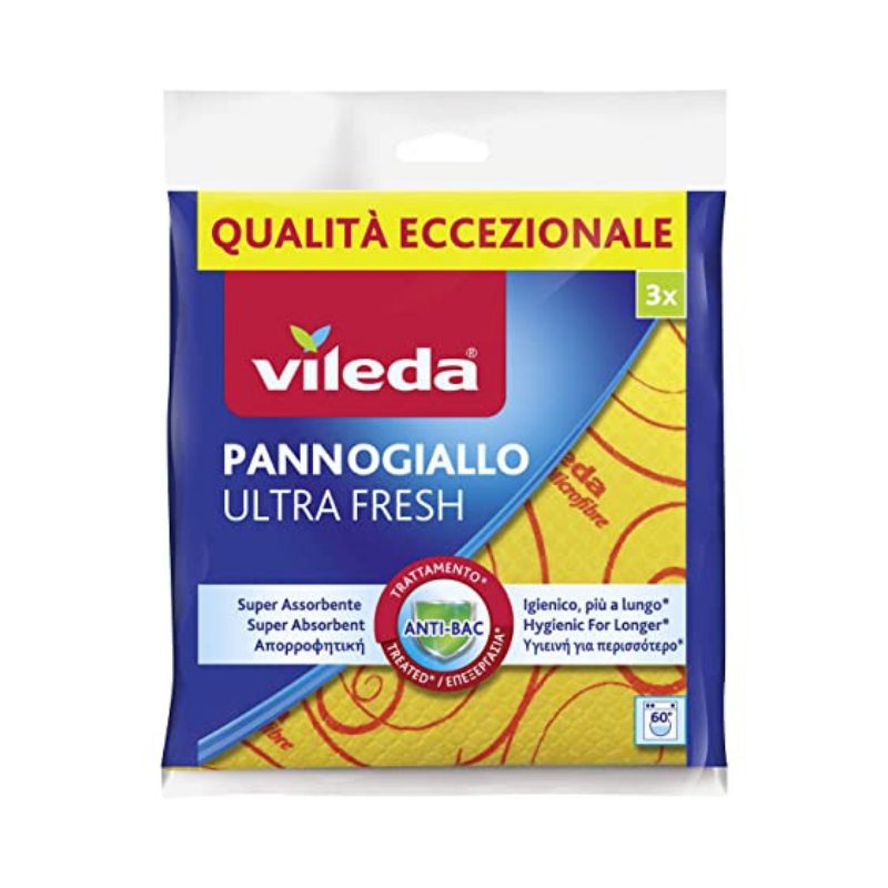 Vileda Pannogiallo in Microfibra Multiuso 3 pz Asciugamani lavabili o monouso