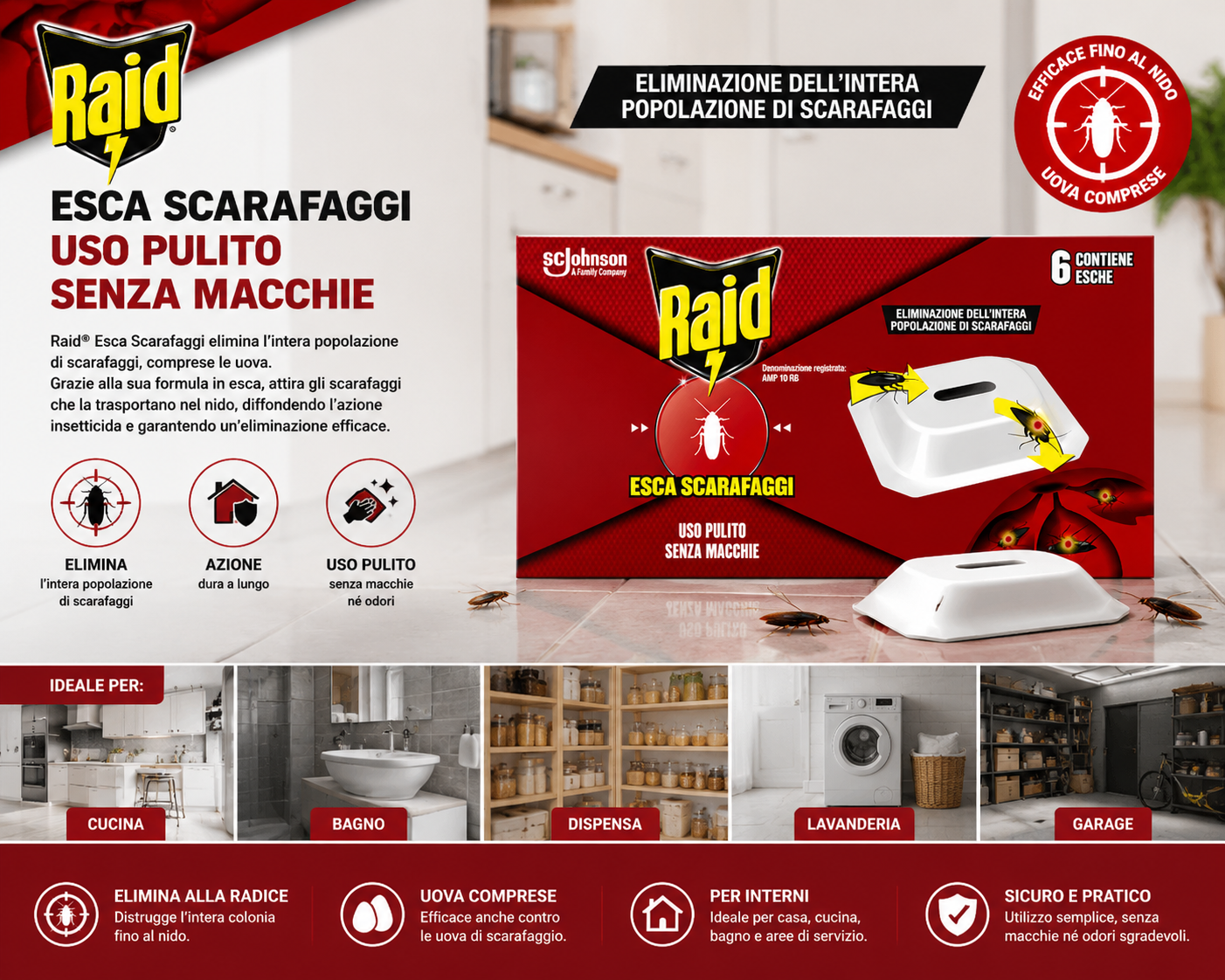 Raid Bait Kakerlaken Insektizid 6 Stück