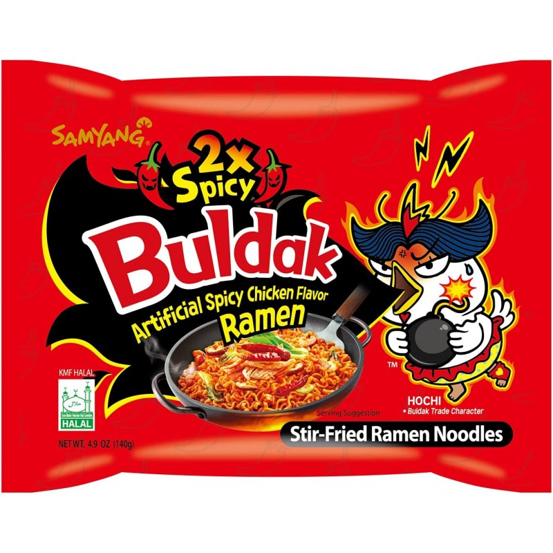 Samyang Buldak 2x Spicy Ramen Stir-Fried Noodles Spicy Chicken Flavour 140g