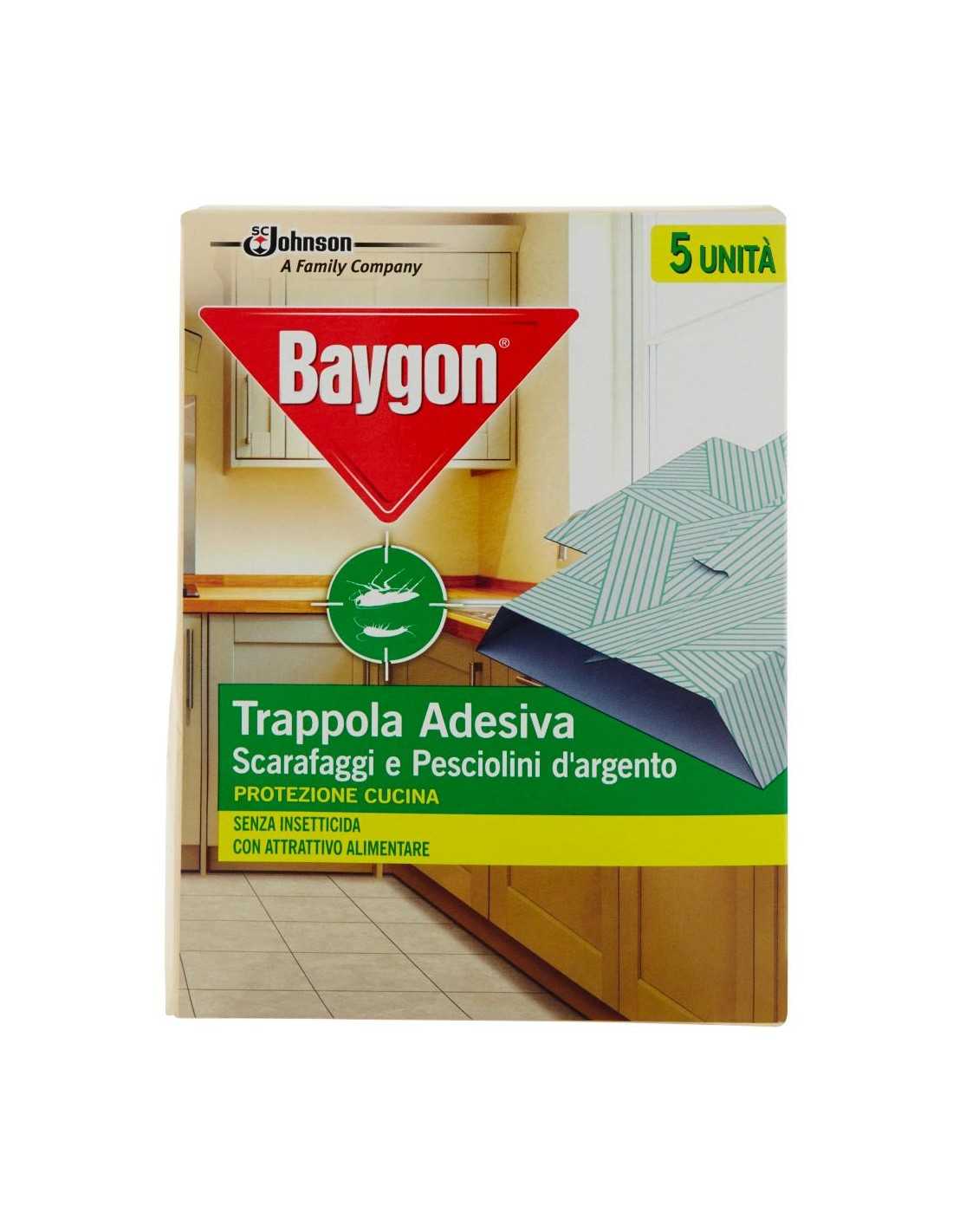 Baygon Trappola Adesiva - Scarafaggi e Pesciolini d'Argento, Protezione Cucina (5 unità)